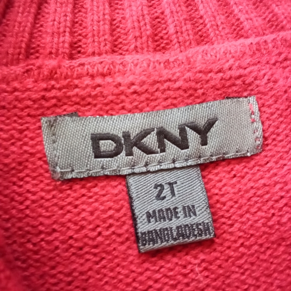 Boys DKNY Red Mock Neck Sweater Ribbed / Cable Knit Style Black Trim 100% Cotton - Picture 7 of 13